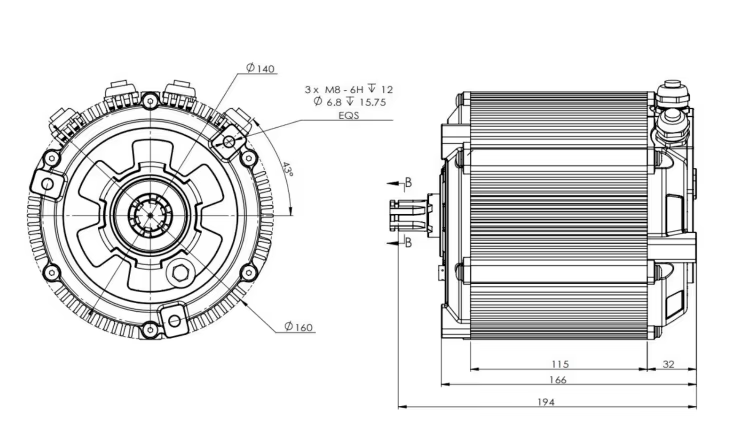 Mid Drive Motor Kit 72V 5000W - SiAECOSYS D133A-65 5000W 72V Mittelmotor-Kit mit