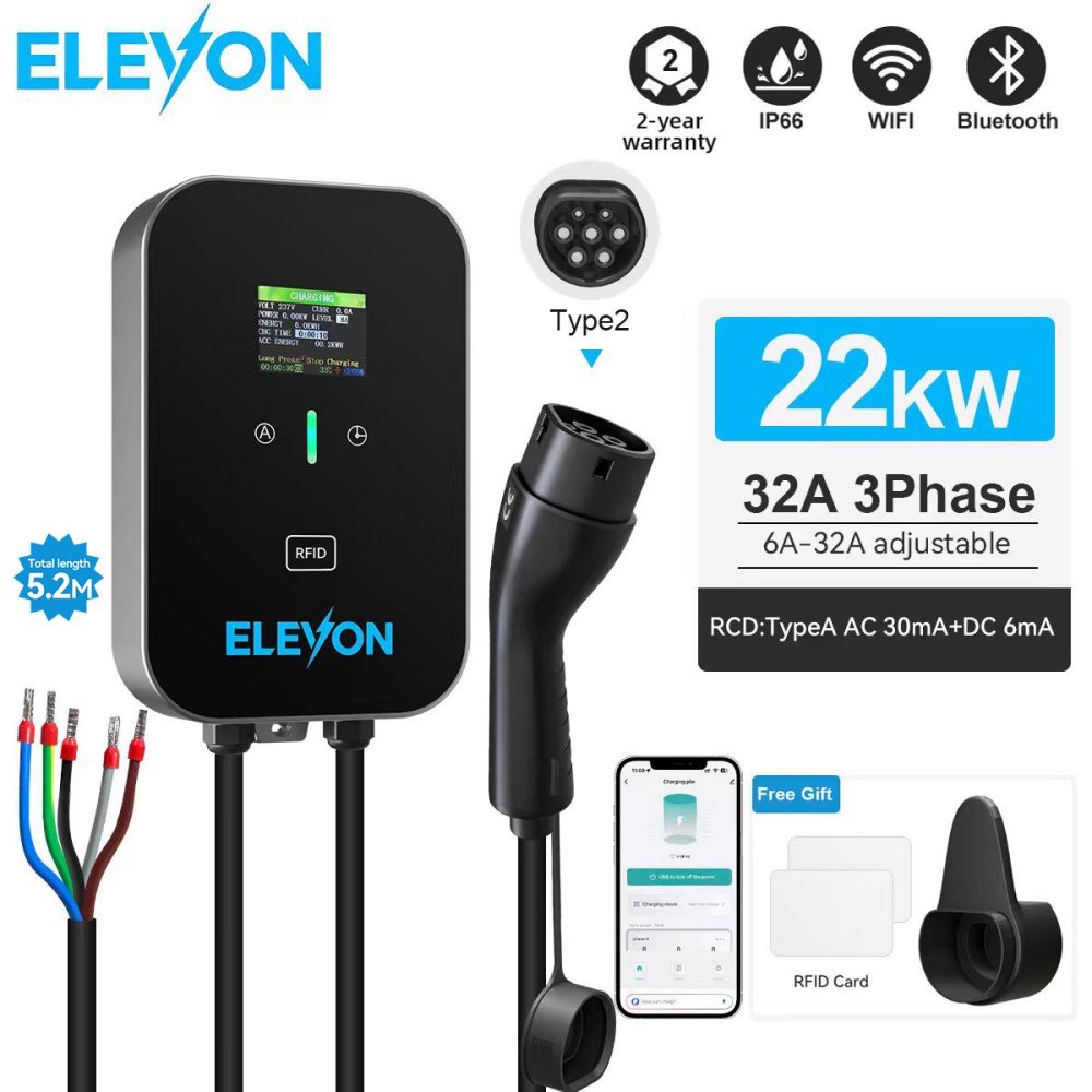 Ev Charger Type 2 22Kw 32A 3 Phase - ELEVON EV-Ladestation 22KW Typ2 Elektrofahrzeug-Ladegerät Wallbox